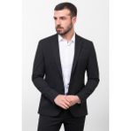 Düz Siyah Renk Slim Fit Mono Yaka Klasik Erkek Ceket - 48