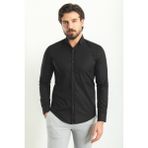 Düz Siyah Renk Slim Fit Uzun Kollu Erkek Gömlek