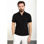 Düz Siyah Slim Fit Polo Yaka Erkek T-Shirt