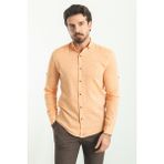 Düz Slim Fit Basic Keten Erkek Gömlek - 2XL - Oranj