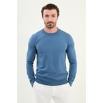 Düz Slim Fit Bisiklet Yaka Basic Erkek Triko Kazak - İndigo - 2XL