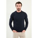 Düz Slim Fit Bisiklet Yaka Basic Erkek Triko Kazak - Lacivert