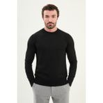 Düz Slim Fit Bisiklet Yaka Basic Erkek Triko Kazak - Siyah - 2XL