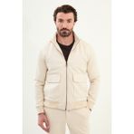 Düz Slim Fit Fermuarlı Torba Cepli Hakim Yaka Pantolon Mont - Ekru - 50