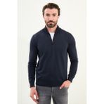 Düz Slim Fit Fermuarlı Yarım Balıkçı Erkek Triko Kazak - Lacivert