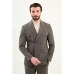 Düz Slim Fit Geniş Yaka Kruvaze Erkek Takım Elbise - Antrasit - 6 Drop - 50