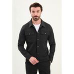 Düz Slim Fit Gömlek Yaka Erkek Mont - Antrasit - 56