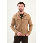 Düz Slim Fit Gömlek Yaka Erkek Mont - Bej - 48