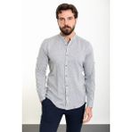 Düz Slim Fit Hakim Yaka Basic Keten Erkek Gömlek - Gri