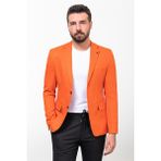 Düz Slim Fit Mono Yaka Erkek Ceket - 48 - Oranj