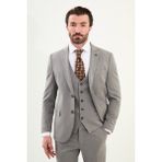 Düz Slim Fit Mono Yaka Klasik Yün Erkek Takım Elbise - 46 - Gri - 6 Drop