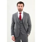 Düz Slim Fit Mono Yaka Klasik Yün Erkek Takım Elbise - 52 - Antrasit - 6 Drop