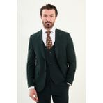 Düz Slim Fit Mono Yaka Klasik Yün Erkek Takım Elbise - 52 - Zümrüt - 6 Drop