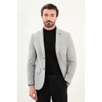 Düz Slim Fit Torba Cep Mono Yaka Yün Erkek Ceket - Gri - 58