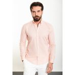 Düz Somon Slim Fit Uzun Kollu Erkek Gömlek - XL
