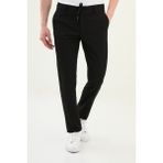 Düz Super Slim Fit Beli Lastikli Ipli Yün Erkek Pantolon - Siyah - 34