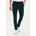 Düz Super Slim Fit Beli Lastikli Ipli Yün Erkek Pantolon - Zümrüt - 36