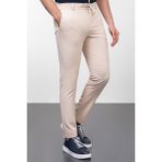 Düz Super Slim Fit İpli Erkek Pantolon - Taş - 34