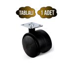 Düz Tablalı Tekerlek 50Mm Masa Sehpa Dolap Tekeri(Siyah)(50Mm) Siyah Siyah - 1 Adet