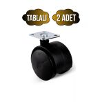 Düz Tablalı Tekerlek 50Mm Masa Sehpa Dolap Tekeri(Siyah)(50Mm) Siyah Siyah - 2 Adet