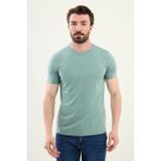Düz Yeşil Slim Fit Bisiklet Yaka Basic Erkek T-Shirt - 2XL
