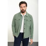 Düz Yeşil Slim Fit Gömlek Yaka Erkek Mont - 50