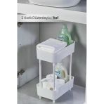 Düzenleyici 2 Katlı Beyaz Raf -Dolap Içi & Tezgah Üstü Banyo Deterjanlık Mutfak Evye Altı Organizer