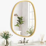 Düzensiz Ahşap Çerçeveli Ayna Duvar Modern Asimetrik Benzersiz Asılı Ayna Sanatsal Benzersiz Oval Şekilli Duvar Ayna Dekor Banyo Vanity Yatak Odası Oturma Odası Giriş Koridor Küçük
