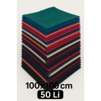 Düzrenk Dağıtmalık Hac Umre Hediyelik Çeyizlik Flamlı 50'li Pamuk Eşarp Yazma - Çok Renkli - 100 x 100 cm