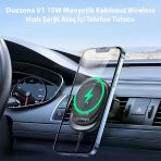 Duzzona V1 15W Manyetik Kablosuz Wireless Hızlı Şarjlı Araç İçi Telefon Tutucu-1852