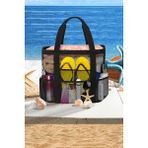 D'Vers Büyük Boy Kum Tutmayan File Kadın Deniz Plaj Çantası - Siyah - 57x36 cm