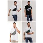 D'VERS Unisex 4'Lü Paket Siyah, Gri, Beyaz, Haki 2 Bölmeli Omuz ve Bel Çantası