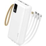 Dvip İp12 2Xusba Type-C Micro Lightning Çıkışlı Led Göstergeli 20.000 mAh Beyaz Powerbank
