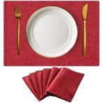 DWCCRURD Servis Altlıkları 6'lı Set Yıkanabilir Masa Servis Paspasları Isıya Dayanıklı Çuval Bezi Çiftlik Evi Keten Mutfak Yemek Dış Mekan Parti için Masa Paspasları Dikdörtgen 30 x 40 cm (Kırmızı)
