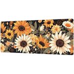 DXomhl Dikişli Kenarlı Büyük Oyun Fare Altlığı 600x300x4mm Mouse Pad Genişletilmiş Büyük Klavye Mat Kaymaz Kauçuk Tabanlı Suya Dayanıklı Yüzey Masa Koruyucu Mat Fare Mat Papatya D444