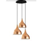 Dylight Mina Retro Metal Dekoratif 3 Lü Bakır Modern Rustik Sarkıt Avize Çap:30 Cm