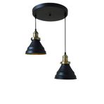 Dylight Retro Metal Siyah 2 Li Dekoratif Rustik Sarkıt Avize Çap:30 cm siyah dy2025