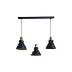 Dylight Retro Metal Siyah 3 Lü Masa Üstü Sıralı Dekoratif Rustik Sarkıt Avize 60 cm Genişlik - 1