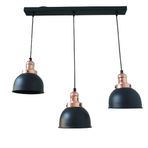 Dylight Retro Metal Siyah Bakır Duylu Dekoratif 3 Lü Masa Üstü Siyah Rustik Avize En:60 Cm