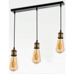 Dylight Retro Metal Siyah Eskitme Dekoratif Rustik 3 Lü Masa Üstü Sarkıt Avize 60 cm Eskitme dy00135