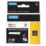 Dymo 1805442 Rhino Pro Beyaz Siyah 6 mm x 5.5 mt Sabit Polyester Şerit