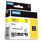 Dymo RhinoPRO 12mmx5,5m Sarı-Siyah Renkli Vinil