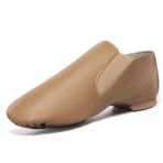 Dynadans Kadınlar ve Erkek Dans Ayakkabıları UG için Elastik ile Unisex PU Deri Üst Slip-on Jazz Ayakkabı, Kahverengi, 5.5 Women/5 Men
