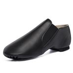 Dynadans Kadınlar ve Erkek Dans Ayakkabıları UG için Elastik ile Unisex PU Deri Üst Slip-on Jazz Ayakkabı, Siyah, 11 Women/10.5 Men