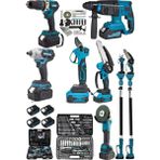 Dynamic Max 216 Parça Lokma Seti-Teleskopik Budama Makası-Şarjlı Testere-Hilti Taşlama Spral-Somun Sökme Matkap