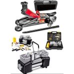 Dynamic Max 2'li Set 2.5 Ton Tekerlekli Hidrolik Timsah Kriko 950P Çift Pistonlu Araç Lastik Şişirme Kompresör