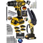 Dynamic Max 2'li Set 598RV Çift Pala Odun Dal Budama Testeresi 4 Akülü Vidalama Metal Şanzuman Darbeli Matkap