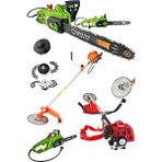 Dynamic Max 2'li Set 7.9 Hp Benzinli Yandan Çim Ot Çalı Biçme ve 4800W Elektirikli Odun Ağaç Kesme Motoru Hızar