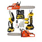 Dynamic Max 3'lü Set 7.9 Hp Benzinli Odun Ağaç Kesme Hızar Motoru 128VF Şarjlı Dal Budama Makası ve Testere 3set-Dyns1