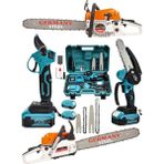 Dynamic Max 3'lü Set 7.9 Hp Benzinli Odun Ağaç Kesme Hızar Motoru 128VF Şarjlı Dal Budama Makası ve Testere 3set-Gry3